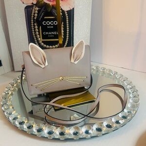 Kate Spade blush gray taupe rabbit crossbody wallet